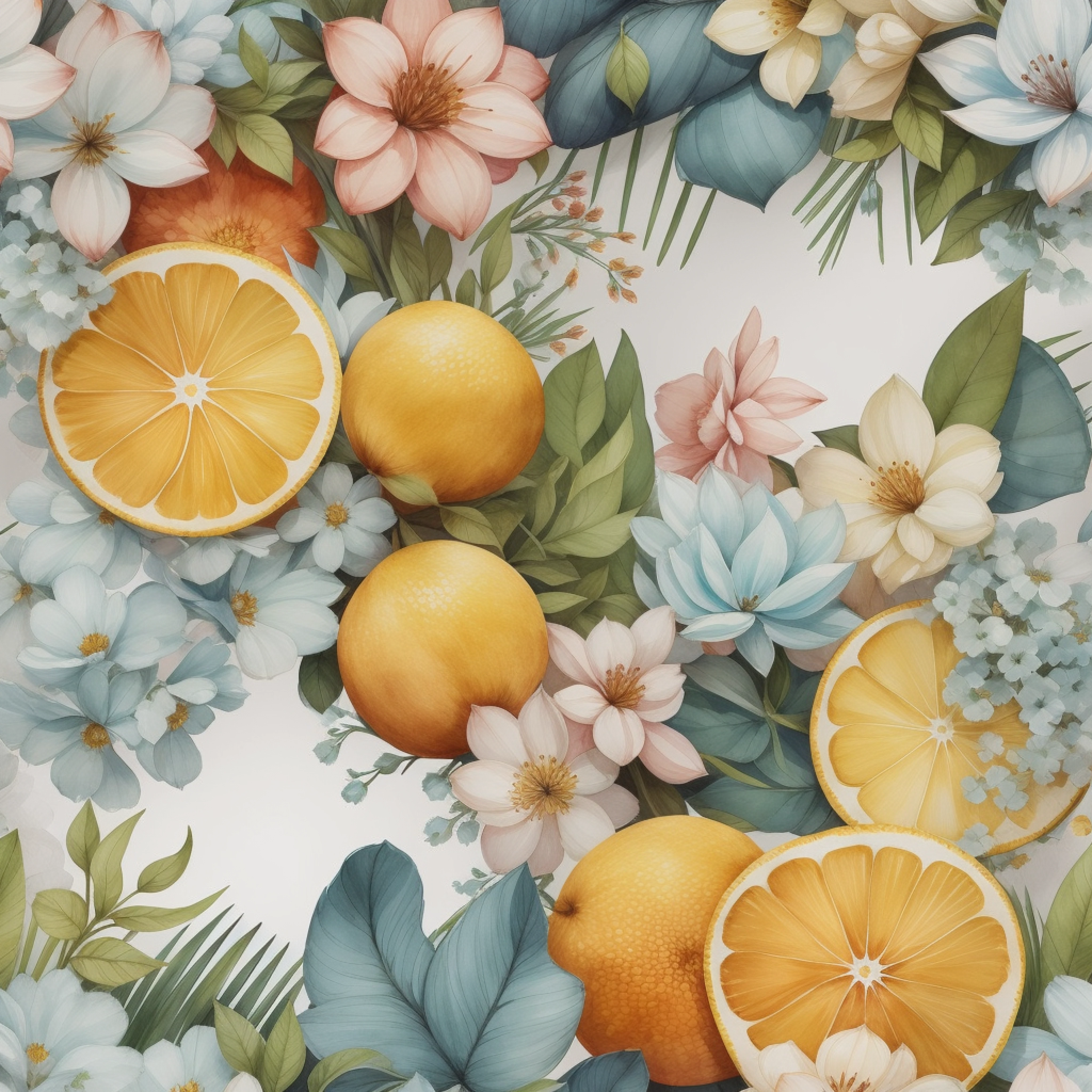 watercolor pattern of beautiful flowers, Rosette, Plantas de videira, , Cores calmas em #3b4195 fundo colorido. Textura do papel aquarela.