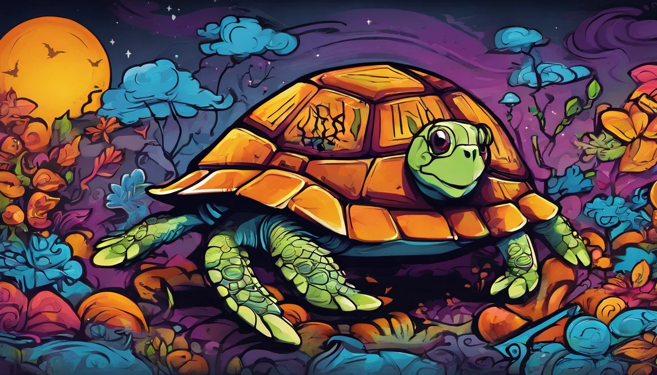 happy cute halloween themed turtle