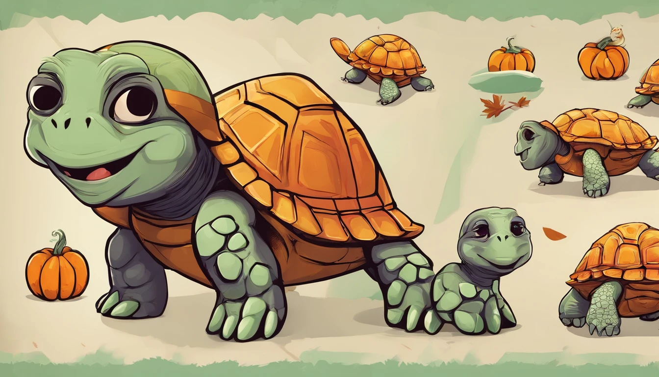 happy cute halloween themed turtle