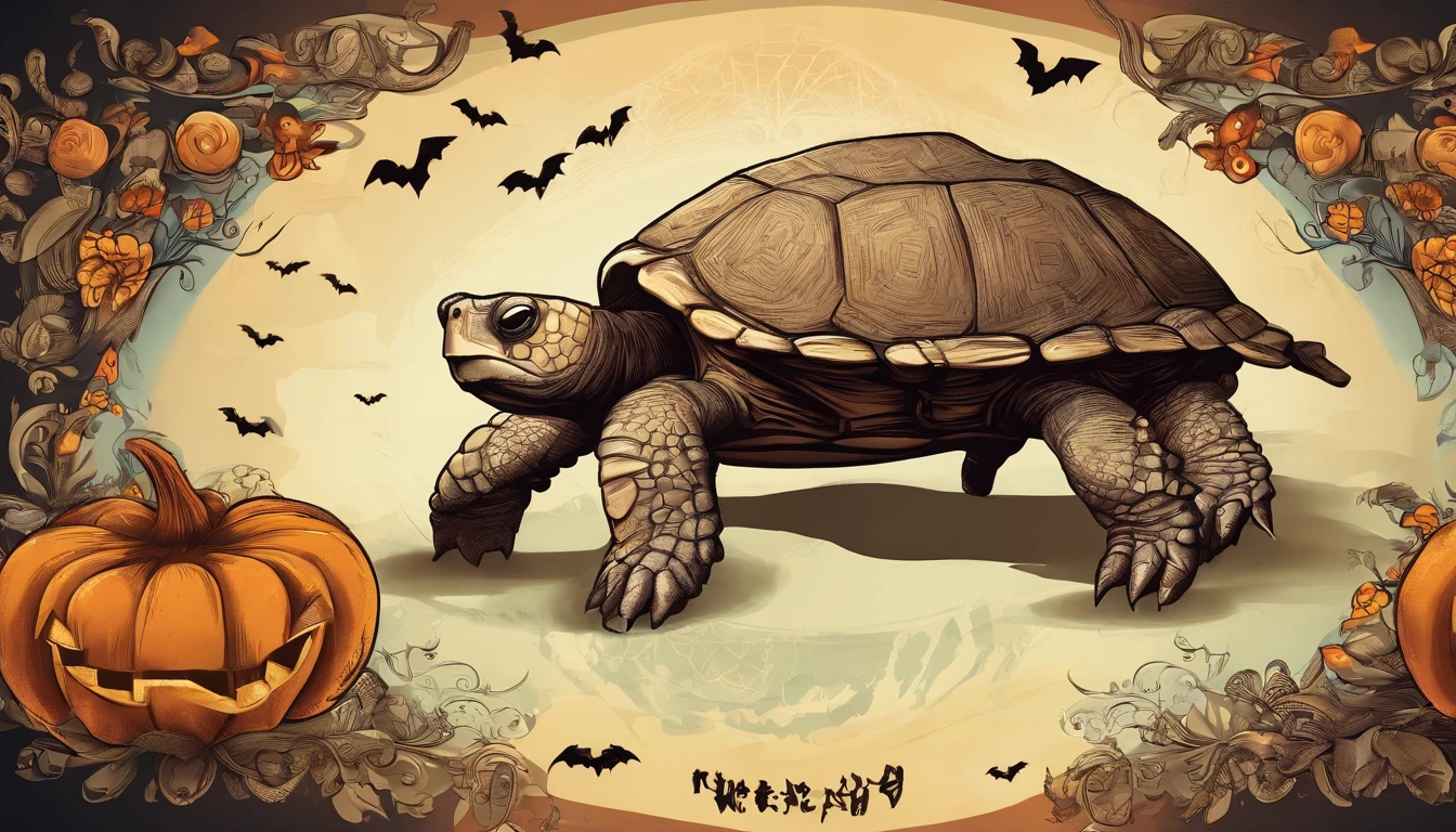happy cute halloween themed turtle