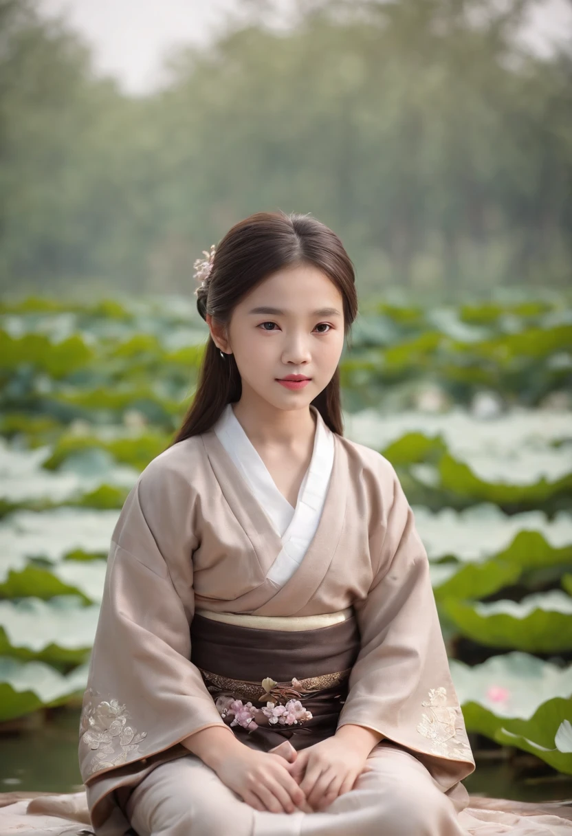 Aalfelderd asian girl in brown kimono sitting on the floor, Lotus pond , A girl in Hanfu, Chinese girl, Cute young girl, Wearing ancient Chinese clothes, Cute and lovely, Cute cute, cute kawaii girls, cute beautiful, Young Asian girl, young and cute girl, little shy smile, Traditional Chinese clothing, Hanfu, Beautiful young girl, Cute little girl