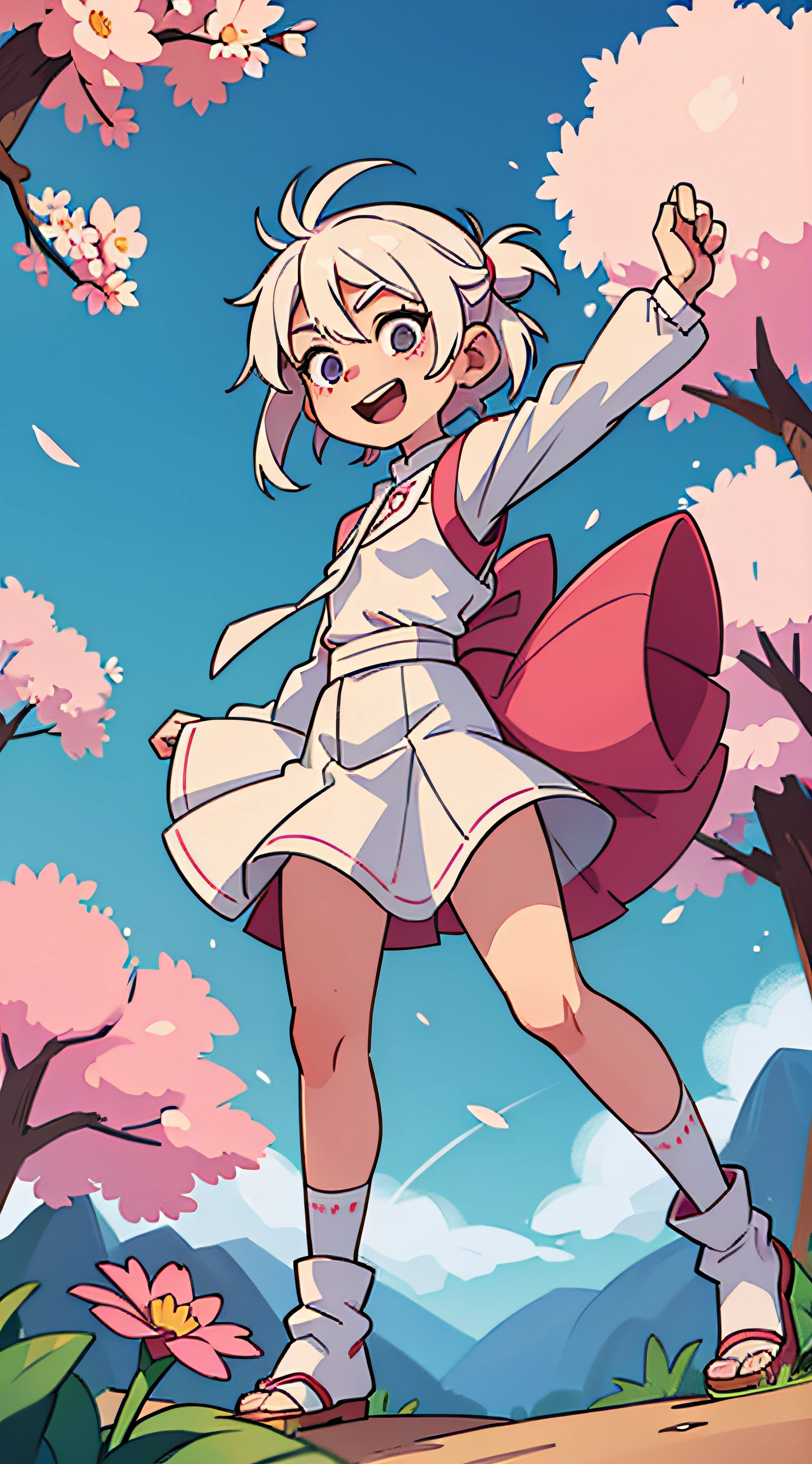 Girl with white hair. Girl with pink hair. Sakura. joying