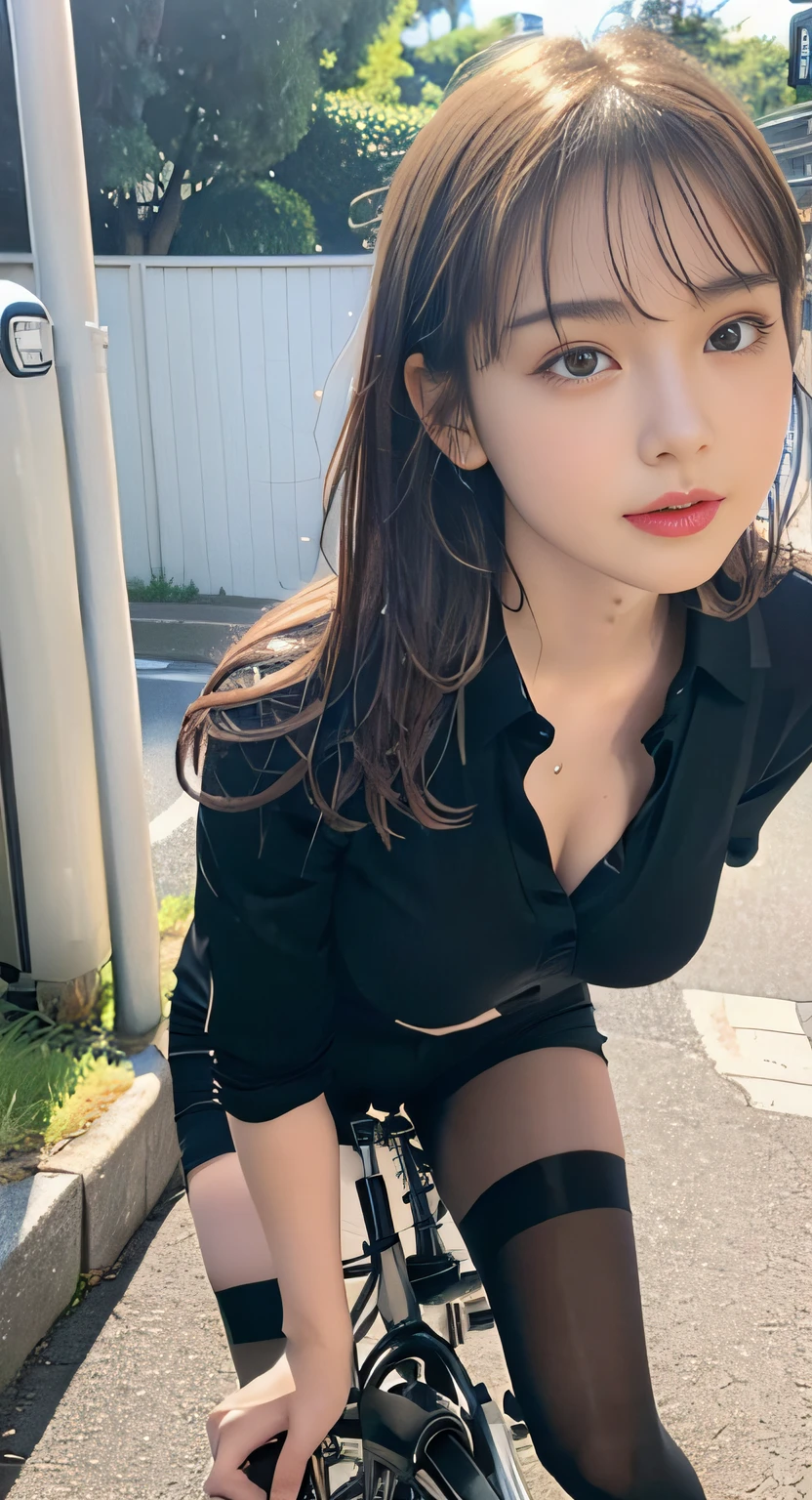 (Droopy eyes, Realistic Skin, Round face), Ecstasy, ((Fully transparent) Mr.々な模Mr.が描かれたシースルーのアオザイ), She has pubic hair, good, panties, Swollen areola, Leg spread, Masturbating while straddling the edge of a bollard, outside, Angle from below, Put your hair up, Roller coaster,