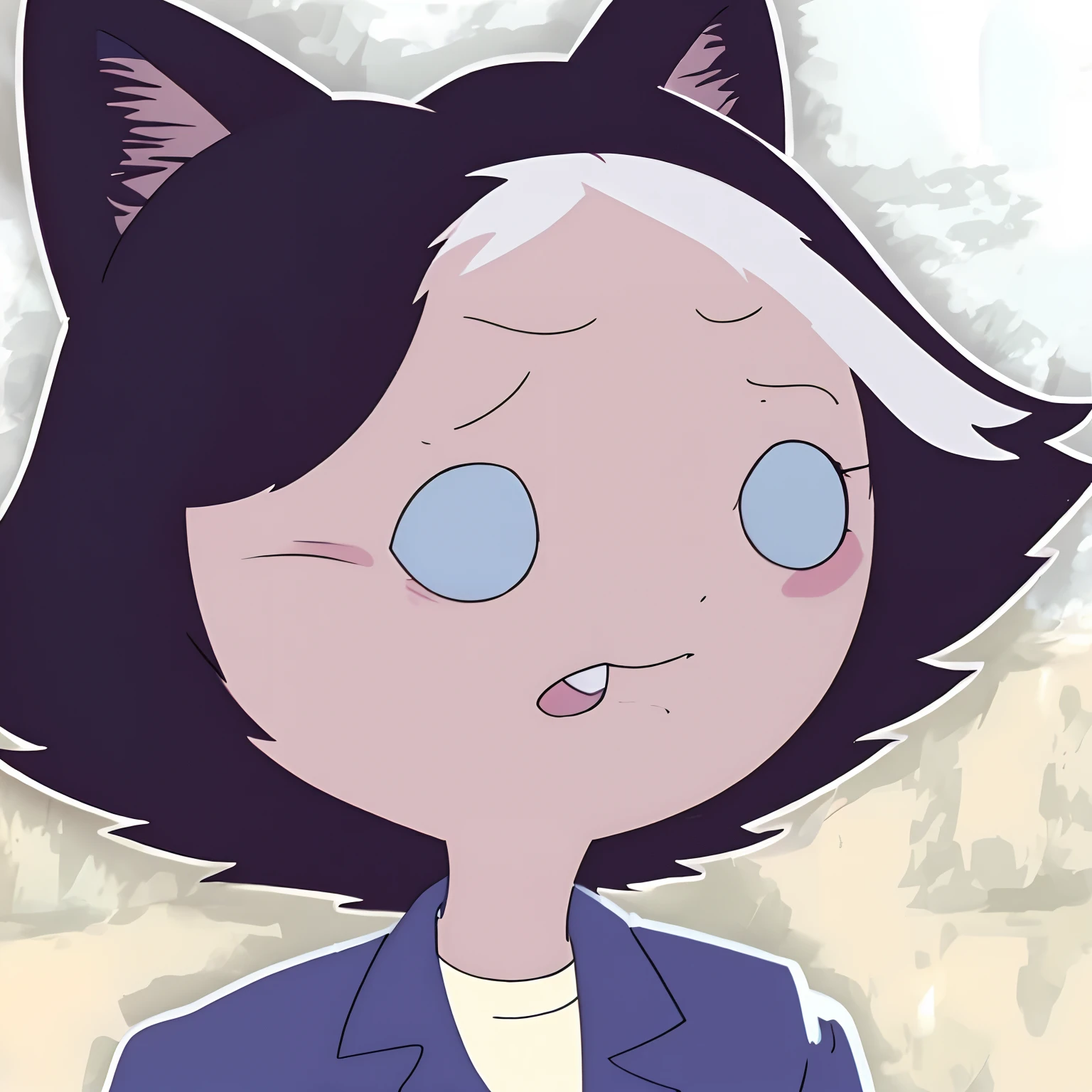 there is a cartoon picture of a man with a cat ears, 1boy, male focus, anime catboy, in an anime, catboy, anime cat, as an anime character, “uwu the prismatic person, junko enoshima, anime still, lofi portrait, girl with cat ears, man with cat ears, rebecca sugar, anime screencap, anime visual of a cute cat