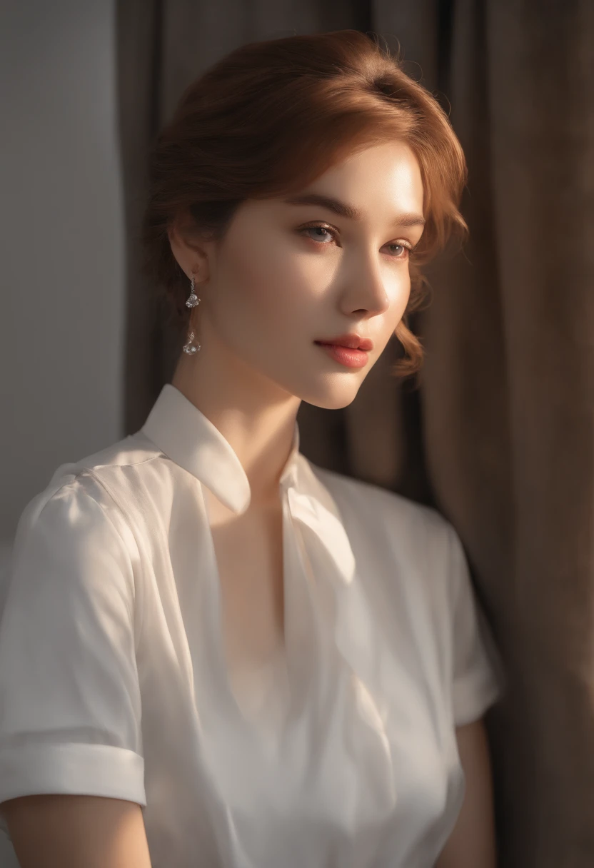 (masterpiece, best quality,:1.2), 1girl, (solo:1.3), upper body, white shirt, short sleeves, , (waifu, realistic, real life, exceptional, best aesthetic, new, newest, best quality, masterpiece:1.2), soft_lighting, soft_skin_tone, feminin_hair, (white background, simple background,:1.2),