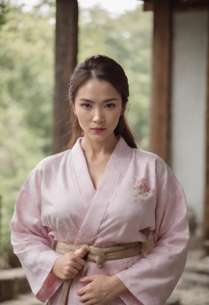 (muscular woman), big biceps, in yukata