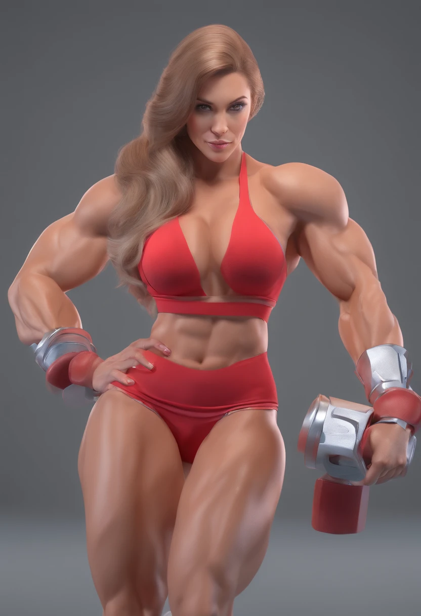 ((Massive Muscular body type woman,)) ((massive biceps)), in a bathrobe, ((massive body on steroids))