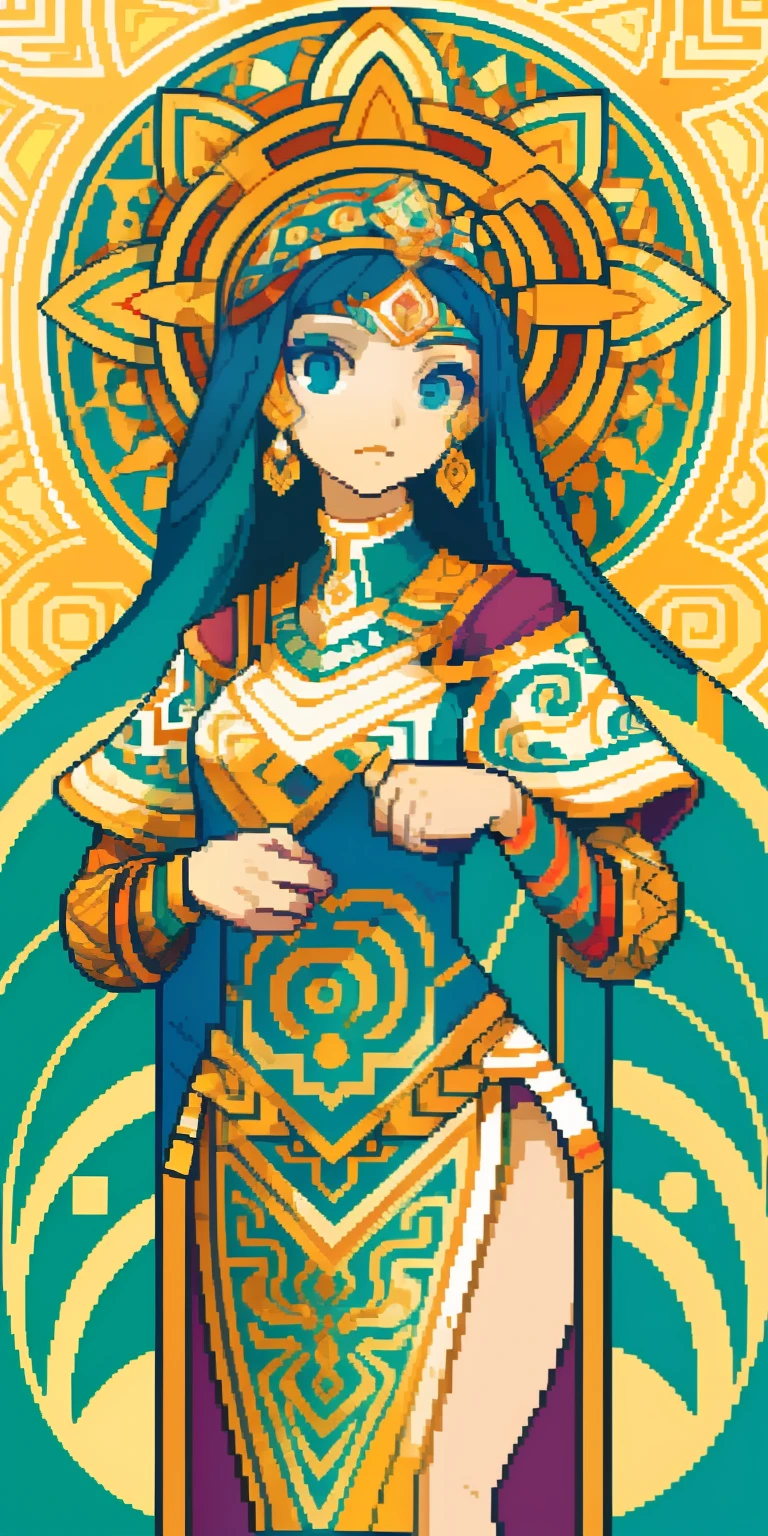 qualidade superior, best quality, marca do logotipo, selo, geometric pattern, arte vetorial, Illustrations: Alfons Mucha, master part(1 girl)flor, Pixel Art,