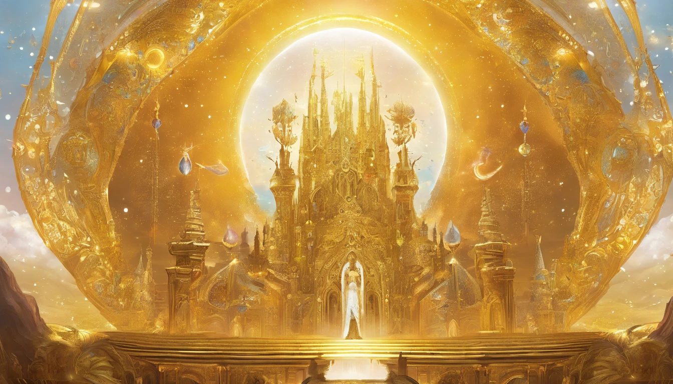 cosmic godes holy. sword. golden armour. giant. space.