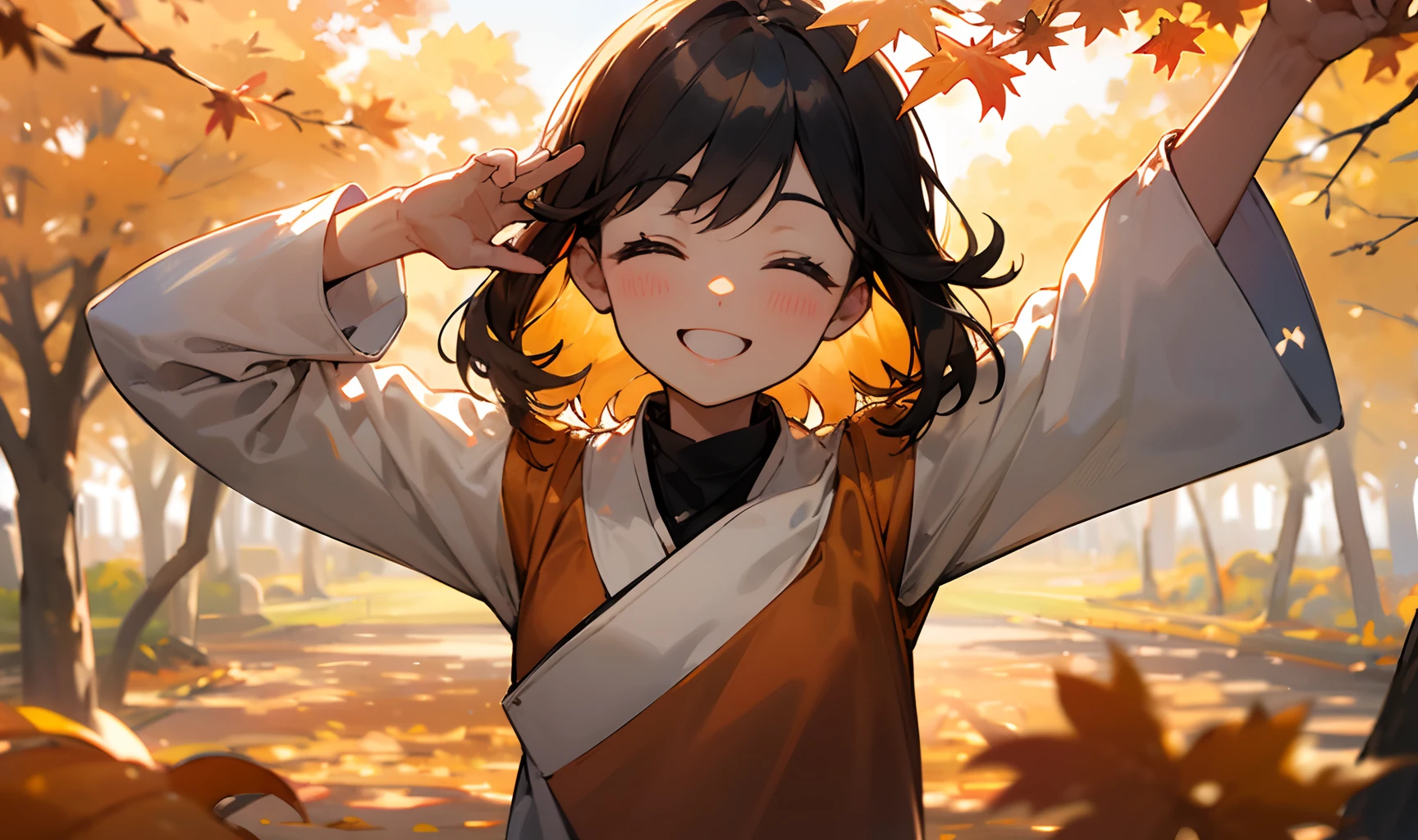 Sunny autumn morning
Everyone greets cheerfully
smiling face
Good morning