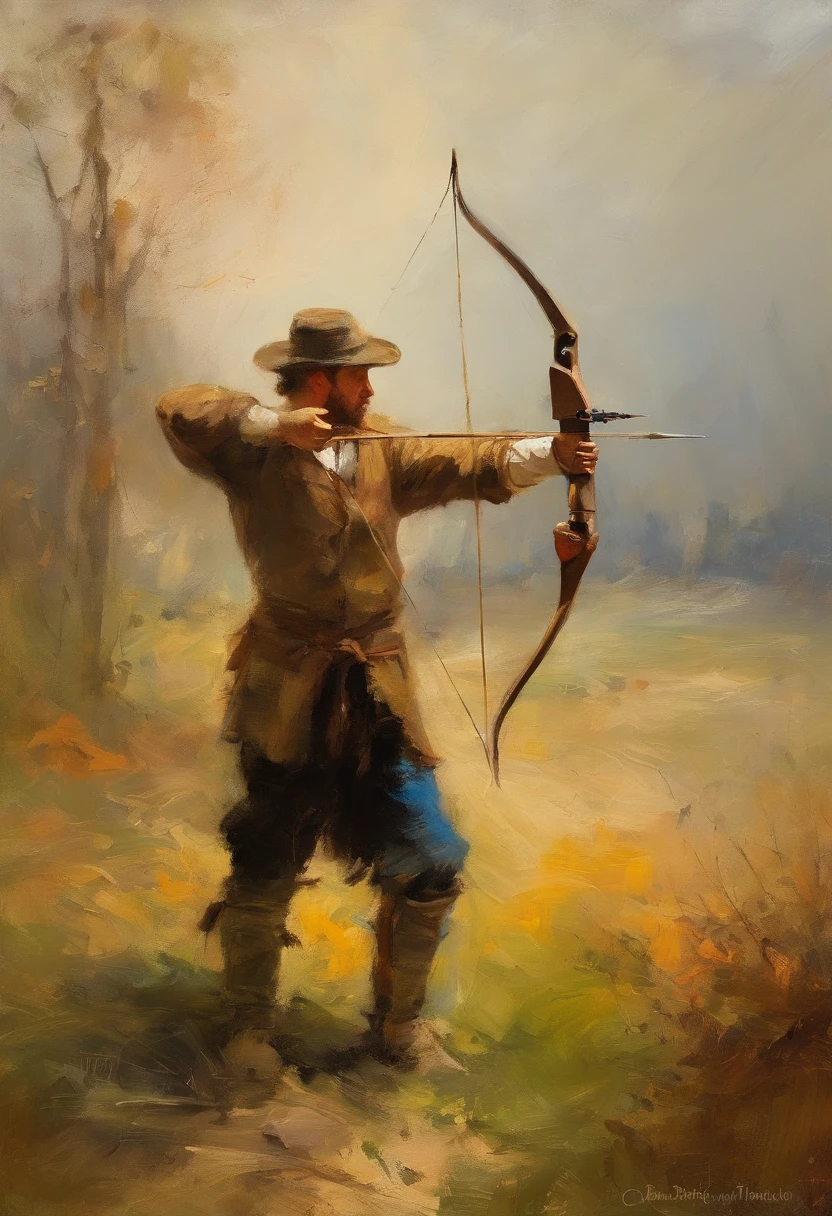 Archery scene in Turner style
