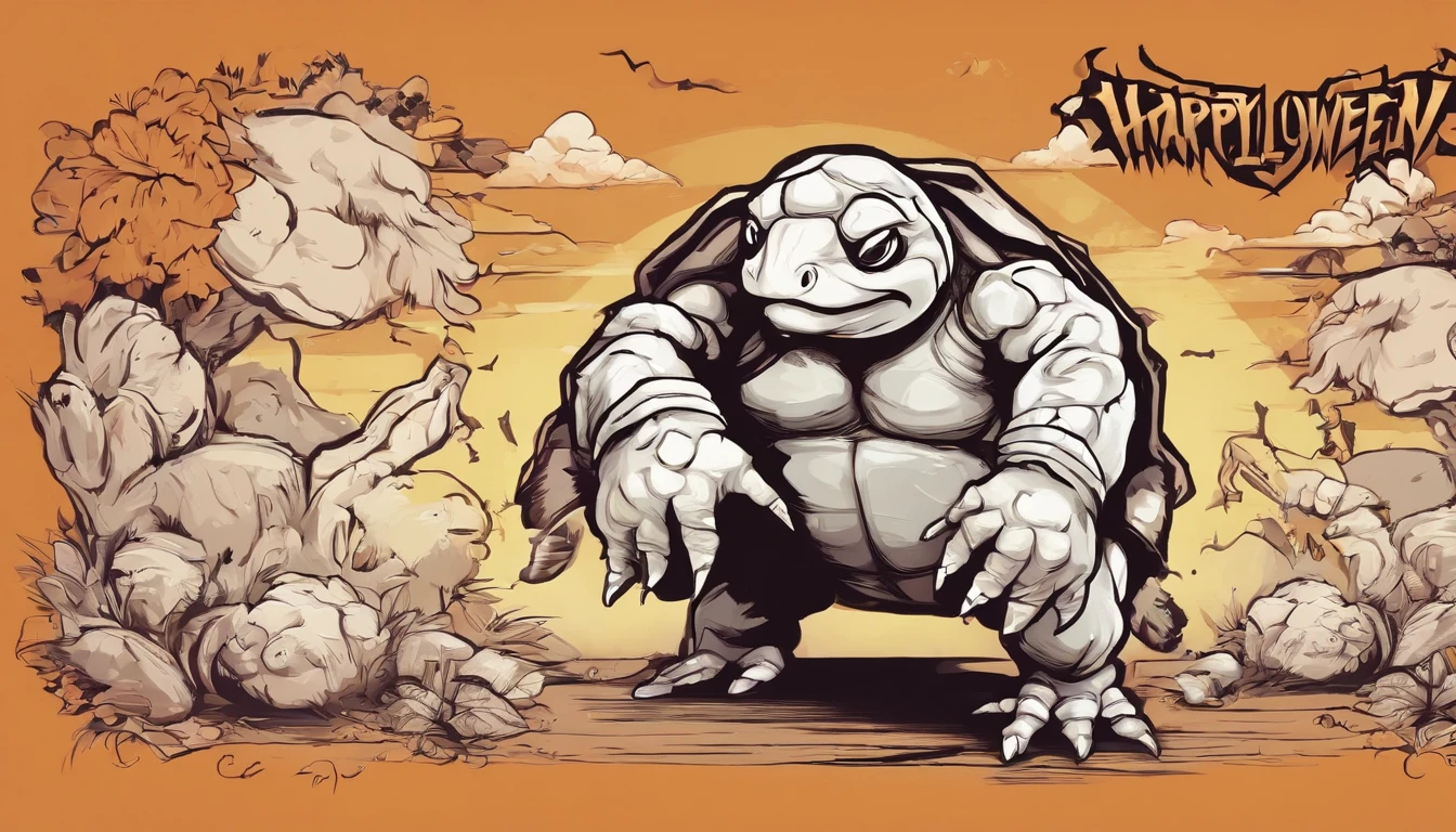 happy cute halloween themed turtle