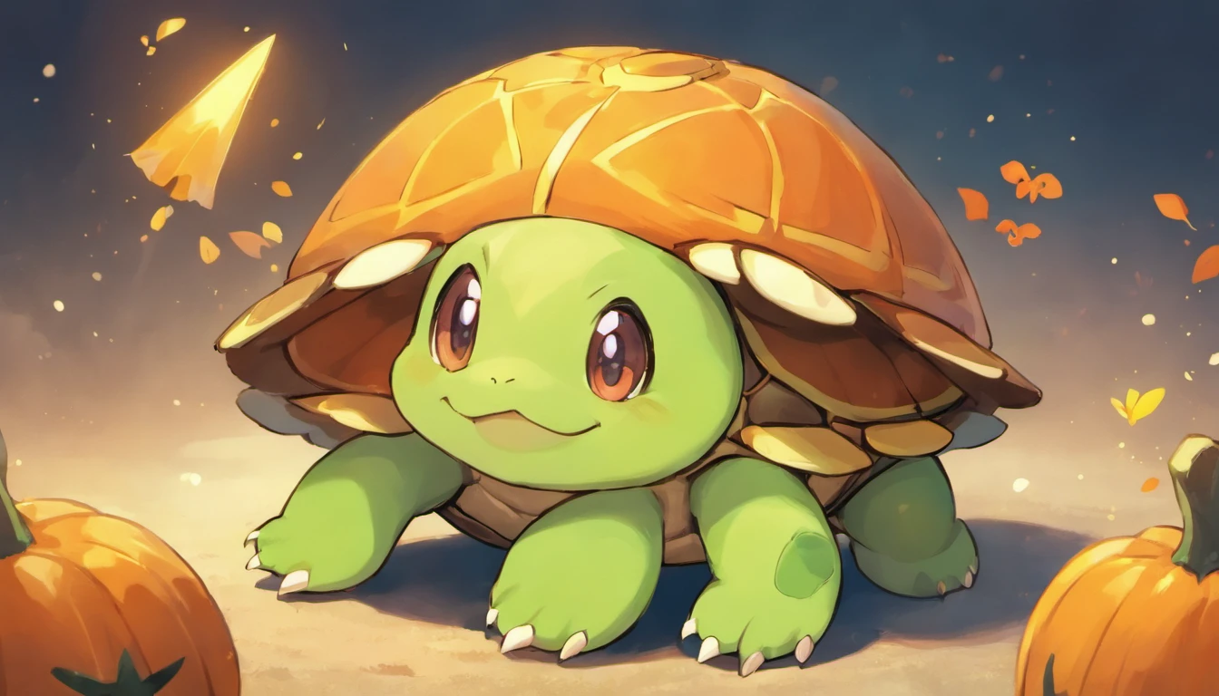 happy cute halloween themed turtle