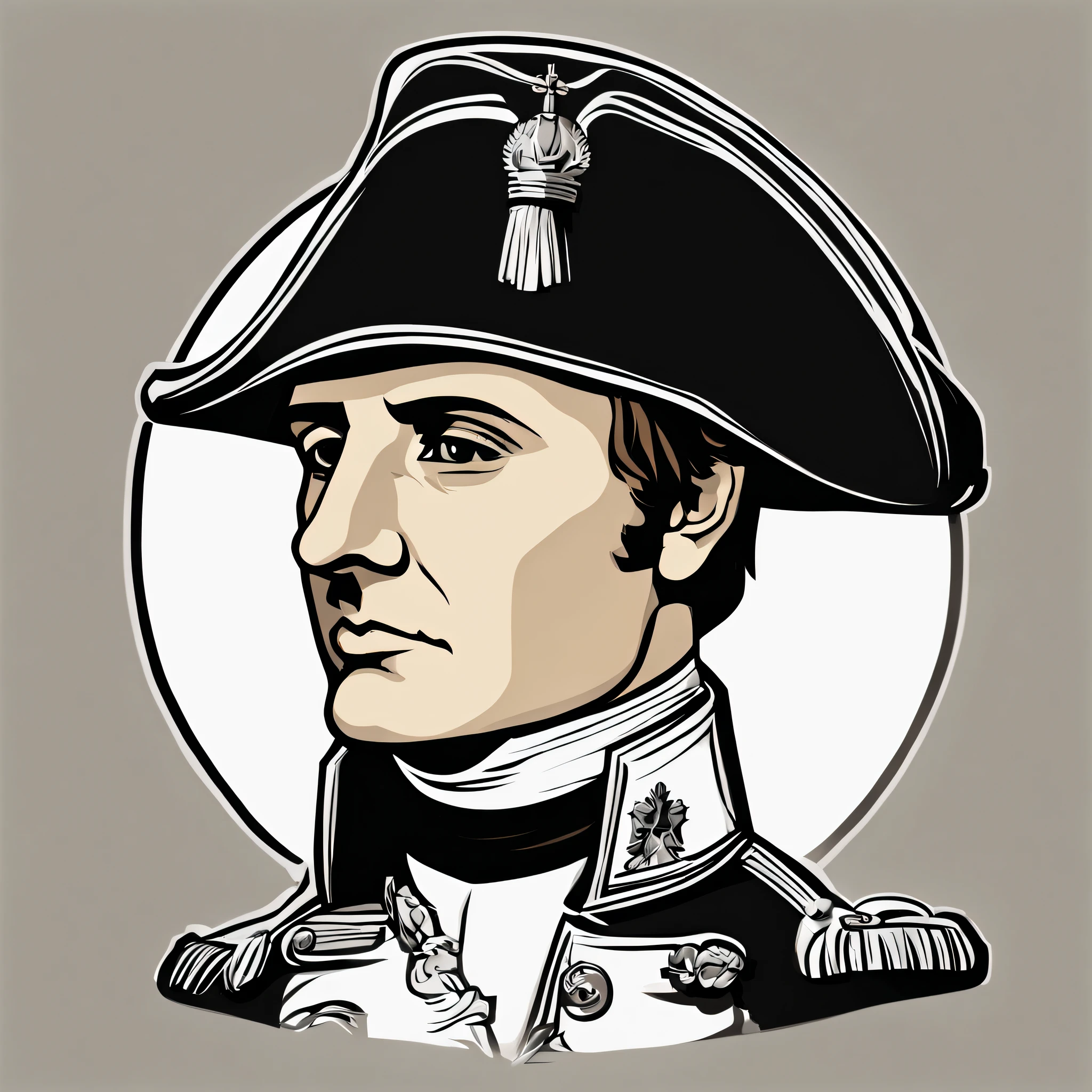 icon of Napoleon Bonaparte, cartoon style, smooth face