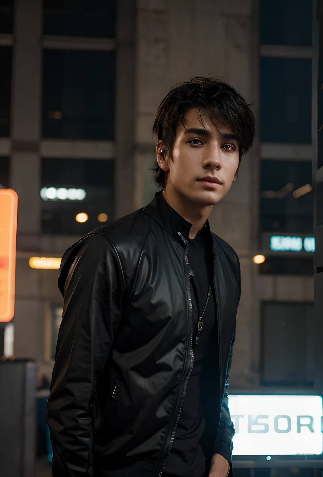 Change background cyberpunk handsome boy realistic face smooth realistic