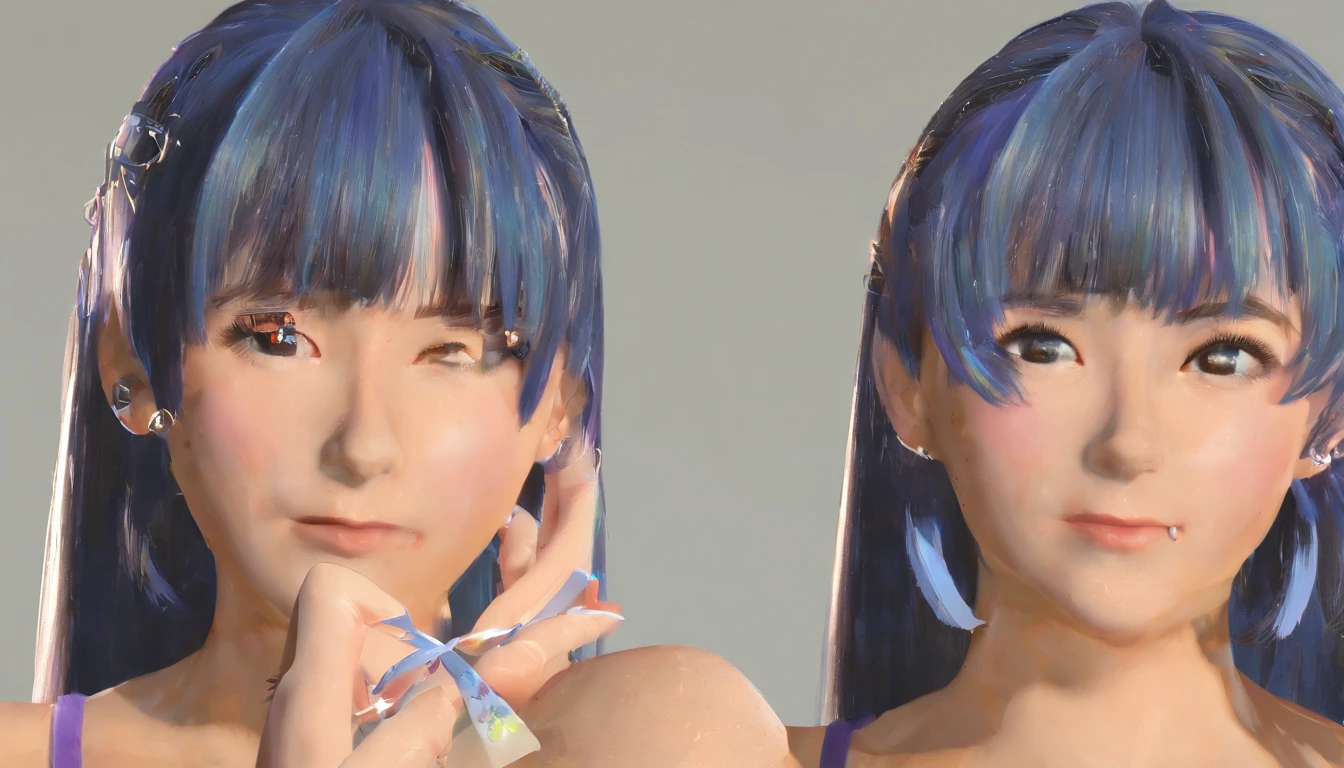 (superflat, flat shading, flat colors), masterpiece, best quality, magazine page, samsung ad, , text, ,nude, blue hair