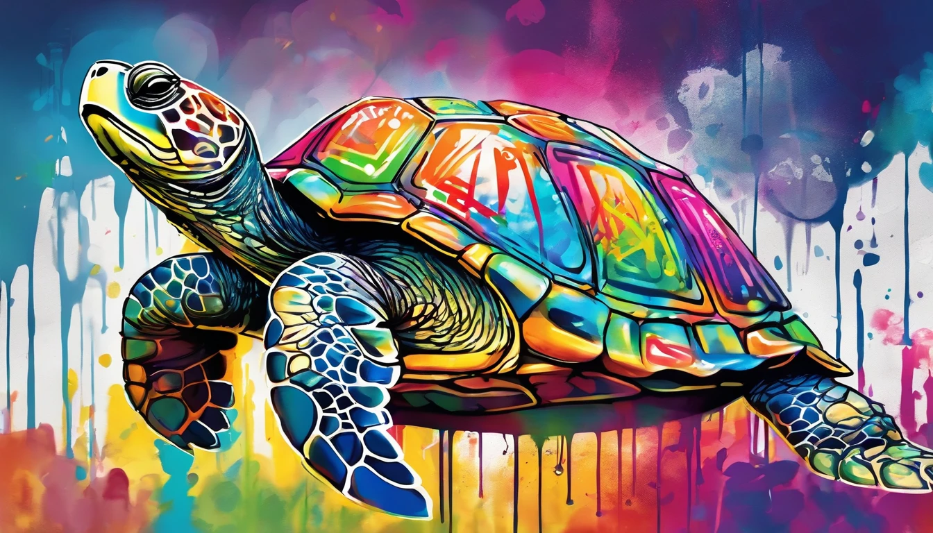 (happy,cute,themed)turtle, (best quality,highres,ultra-detailed,realistic:1.37), (colorful,vibrant), (studio lighting), (watercolor,illustration)