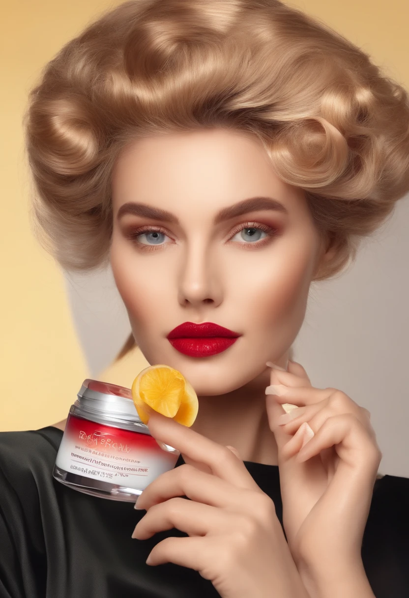 A women holding a beauty cream and beauty cream should not have any label on it , 4k, masterpiece, best quality to use in business