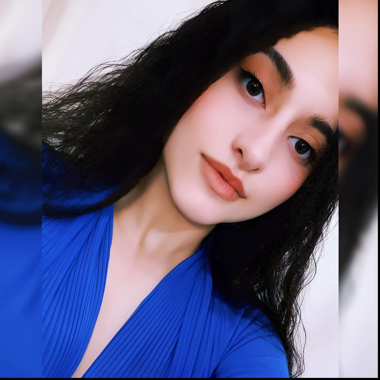 there is a woman with long black hair wearing a blue dress, violet myers, she is about 1 , taken in 2 0 2 0, 19-year-old girl, taken in 2022, selfie of a young woman, portrait sophie mudd, leaked image, 18 years old, profile image, 8k selfie photograph, profile pic