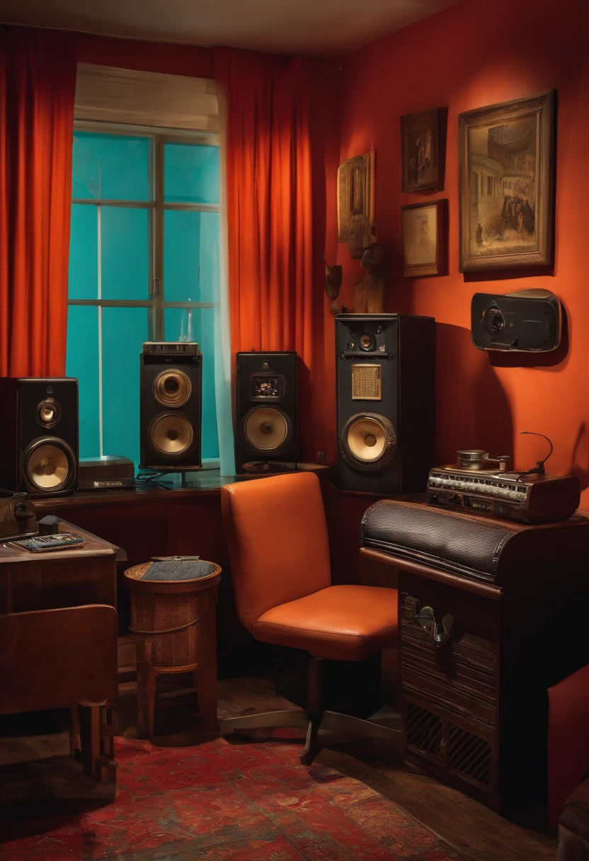 Um estudio de radio com um locultor