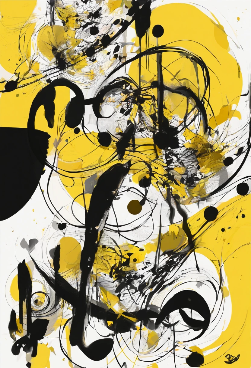 manchas de tinta preta e amarela espirradas