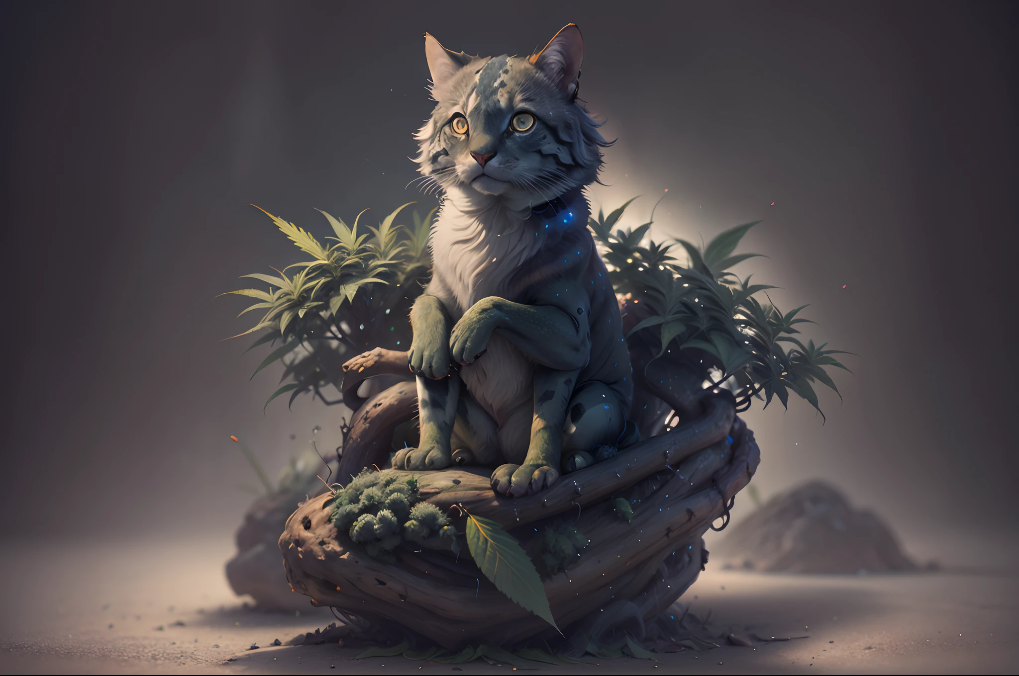 Guinomo sitting on marijuana tree