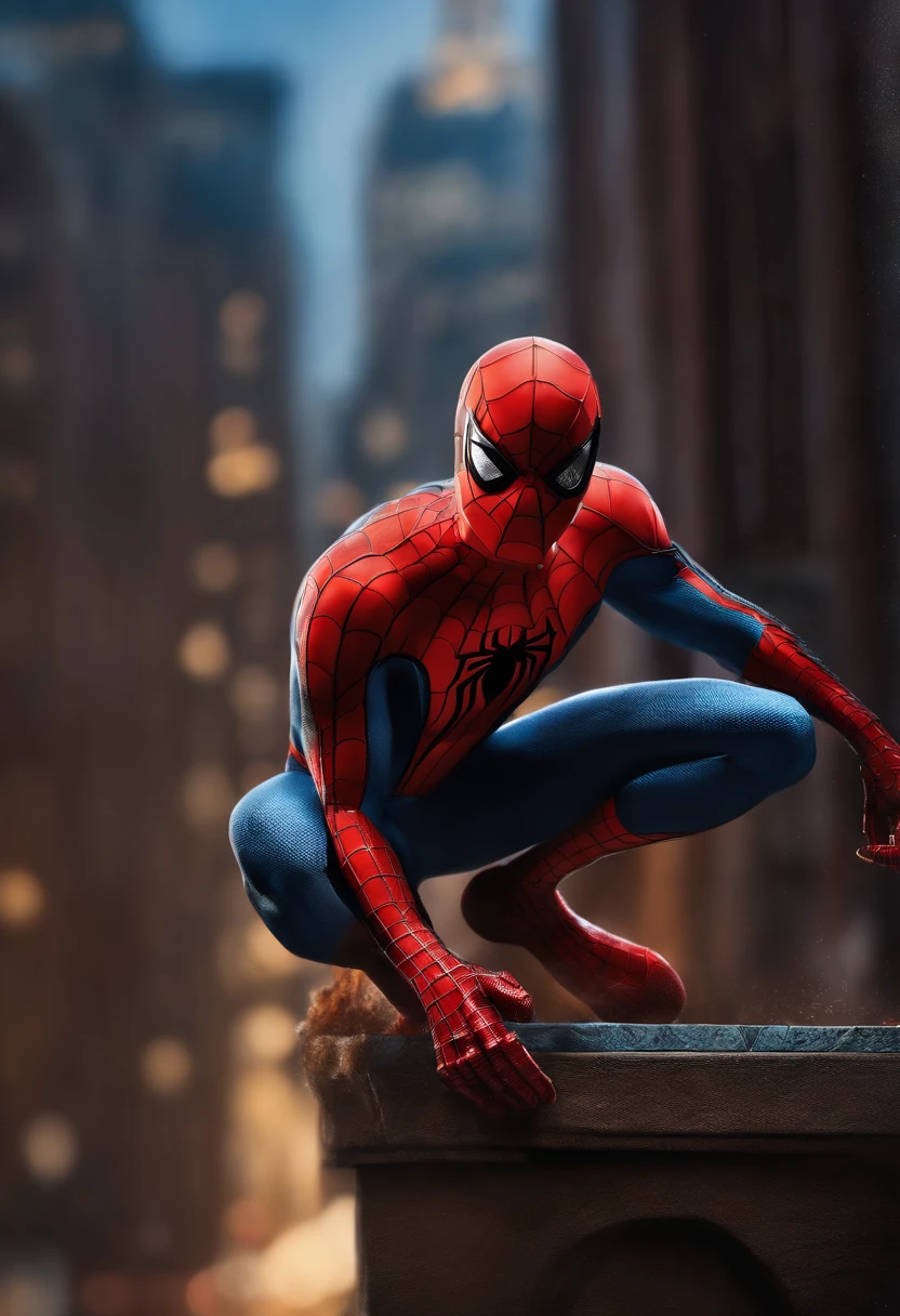 (CG Unity 8K wallpaper in extreme detail，tmasterpiece，Highest image quality)，(Delicate light and shadow，The picture is highly dramatic，Cinematic lens effect)，A girl in a white Spider-Man costume，Silver-gray hair color，From the Spider-Man parallel universe，Wenger，Marvel，Spidey，are standing，dynamicposes)，(Exceptional detail，The lighting effect is outstanding，Vista wide angle)，(Excellent rendering，Enough to stand out from the crowd)，The focus is on the white Spider-Man costume，Complex spider textures