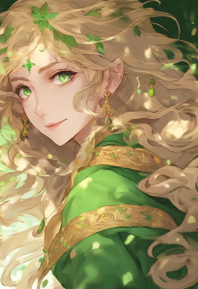 There's a woman with curly hair and green eyes, olhos verdes claros, olhos verdes claros, grandes olhos verdes, Face is brightly lit, sem cor amarela nos olhos, close up no rosto, staring directly at camera, fechar o rosto, olhos verdes penetrantes, close up do rosto, olhos verdes brilhantes e precisos, eyes are yellow, tristes olhos verdes