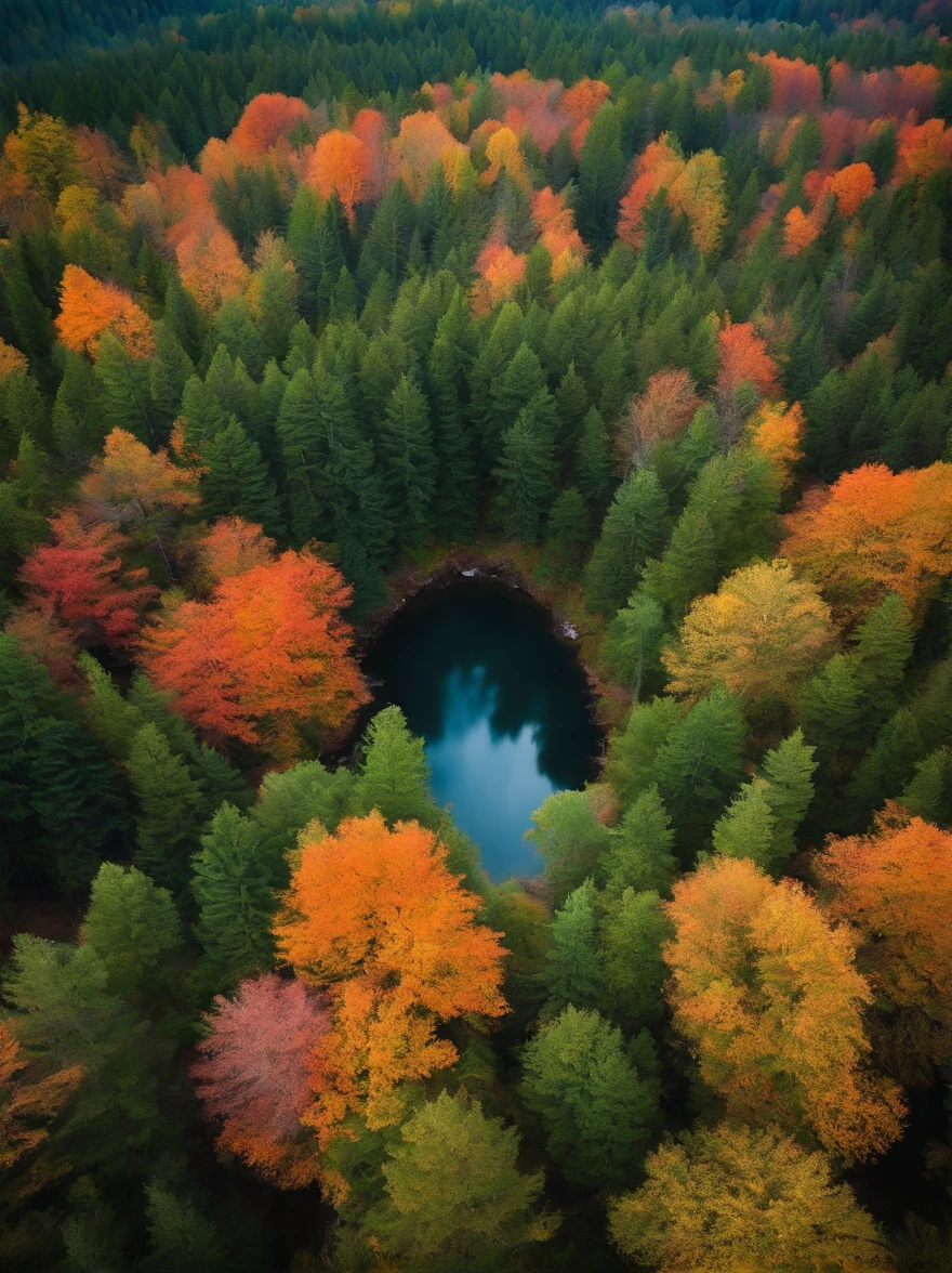 Live Action aerial photograph Primordial forest seen from the sky