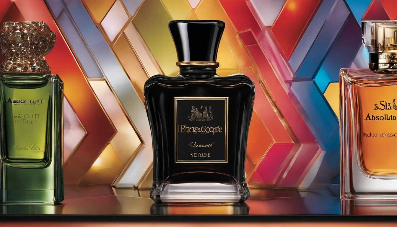 Logotipo do perfume com ABSOLUTT escrito nele : Sl