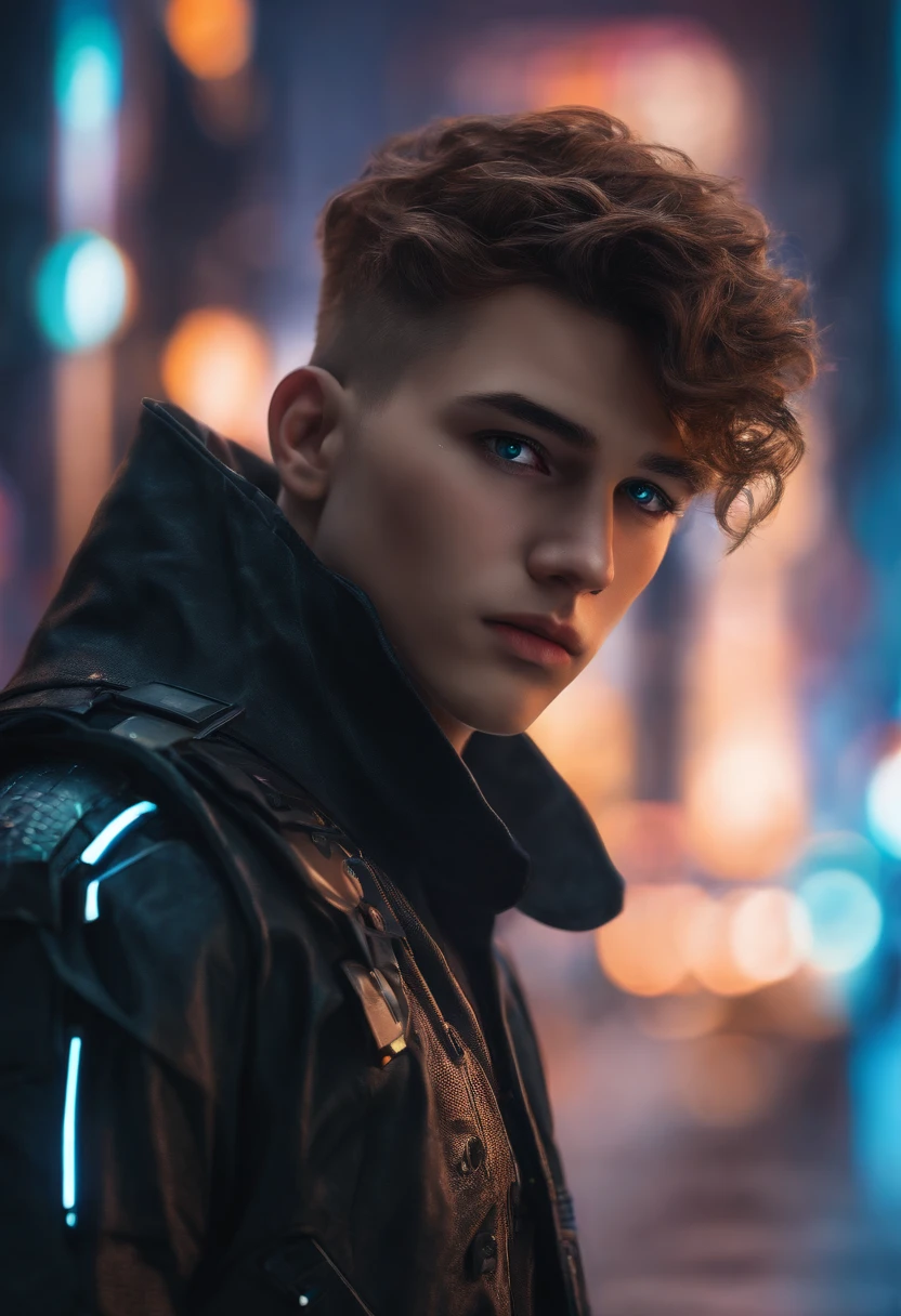 Change background cyberpunk handsome boy, realistic face, ultra realistic