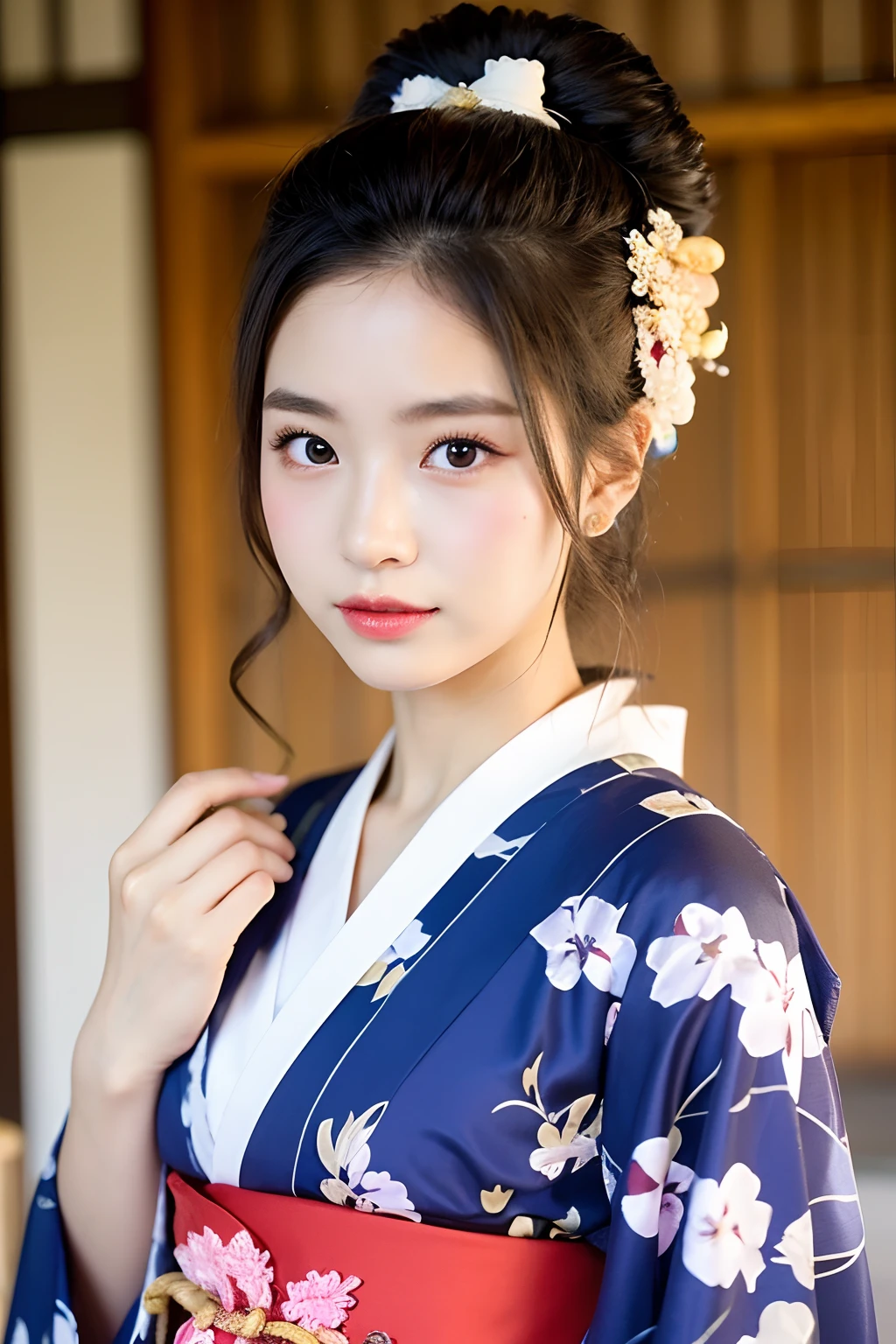 (extra detailed body、extra detailed face、best qualtiy:1.2)、femele、looking at the viewers、(Japan coming-of-age ceremony、kimono、Fancy makeup)