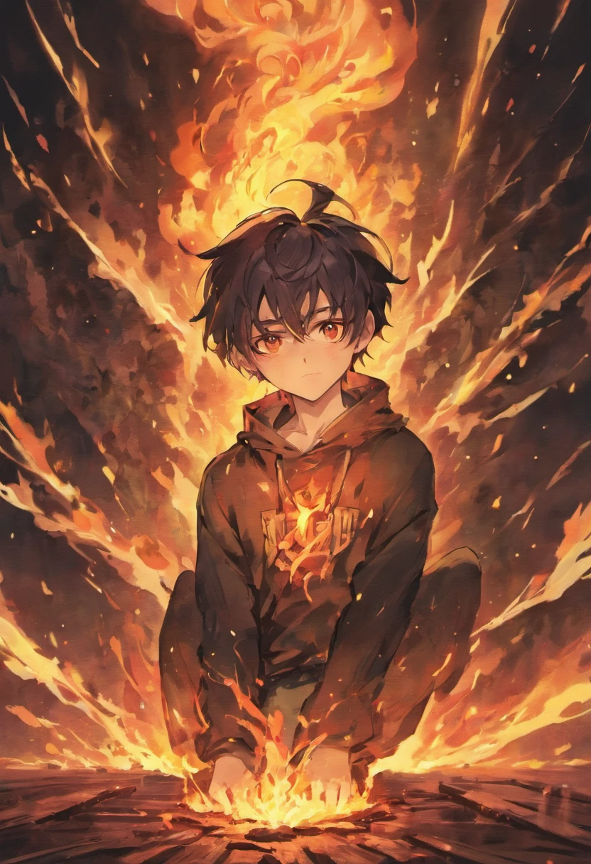 A brooding and mysterious young man with a tragic past. He possesses incredible control over the element of fire but keeps it hidden from the world. anime poses relaxing