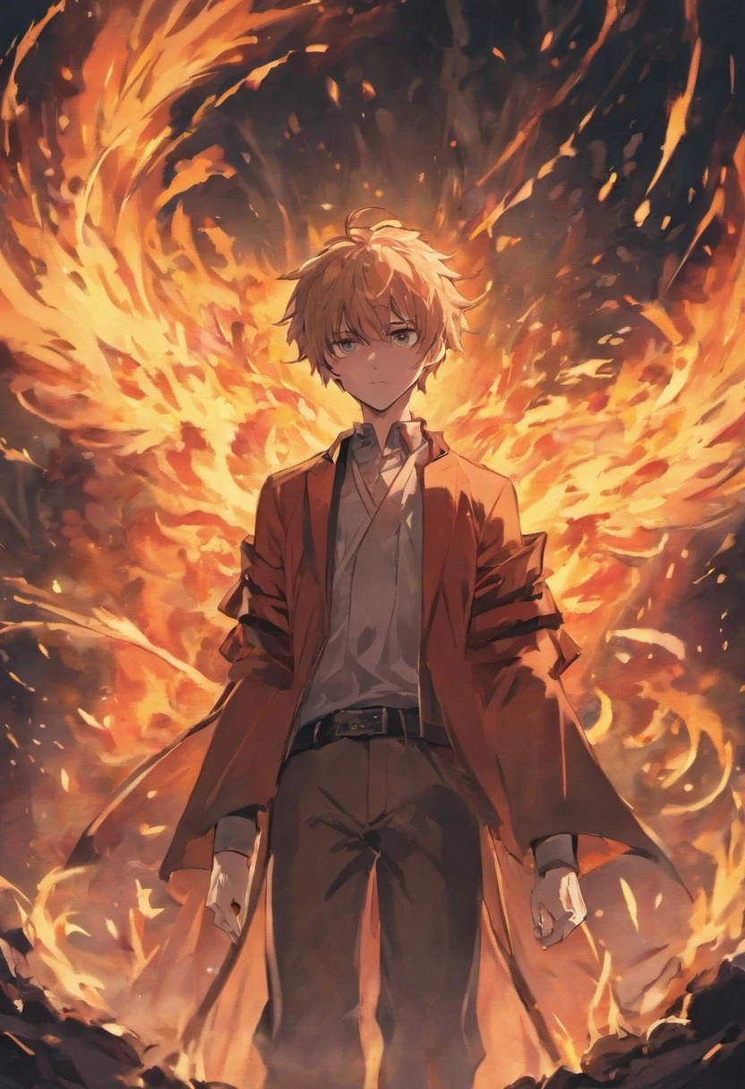 A brooding and mysterious man with a tragic past. He possesses incredible control over the element of fire but keeps it hidden from the world. anime poses relaxing