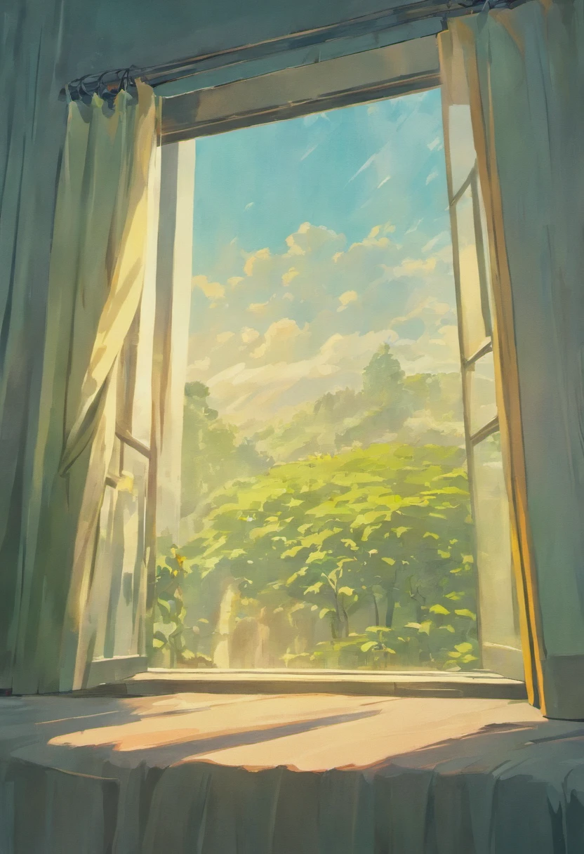 Close-up of the outside of a bedroom window with curtains that look like it from an anime