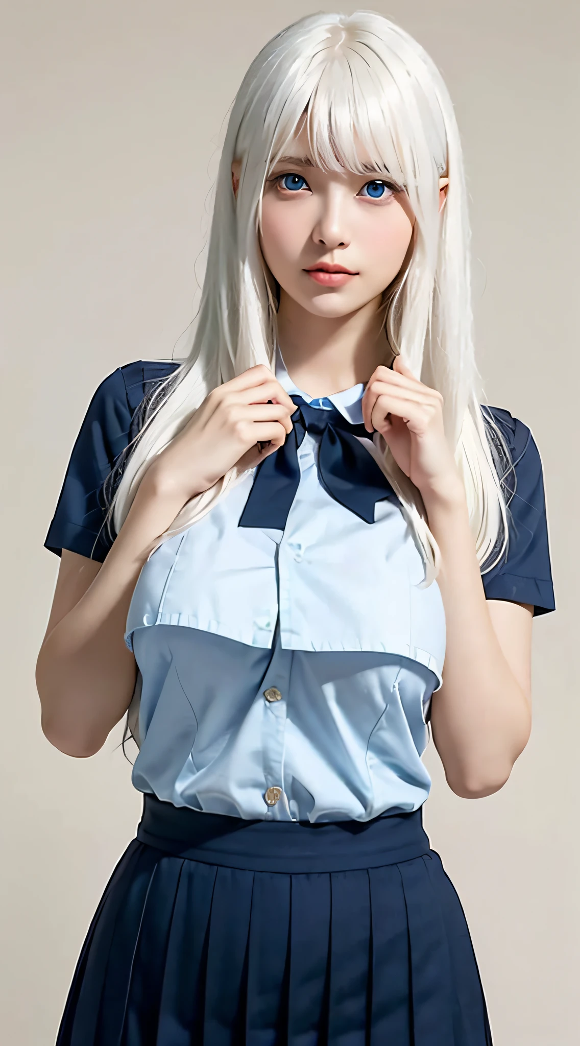 1 girl with blue hair in braids, body and face facing the front of the screen, eyes looking straight, looking forward, hair woven with many flowers, white skin, big breasts, big butt, multicolored short skirt, polo shirt white, with angel wings, standing next to an eagle, posing seductively
