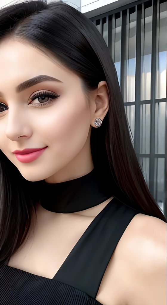 a woman in a black dress posing for a picture, gorgeous attractive face, attractive beautiful face, very attractive and beautiful, gorgeous beautiful woman, attractive and beautiful, extremely beautiful face, very beautiful woman, most beautiful woman on earth, very beautiful young woman, gorgeous and beautiful, attractive girl, very beautiful girl, beautiful girl model, lovely woman, attractive female face!!!
