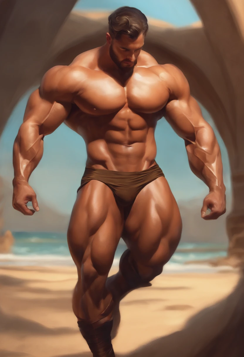 A bare-muscled male,male genitalia,,abdominal muscle,pectoralis major muscle,ass,fantasia, intrincado, elegante, pintura digital, trending on ArtStation, arte conceitual, foco nítido, 4k.