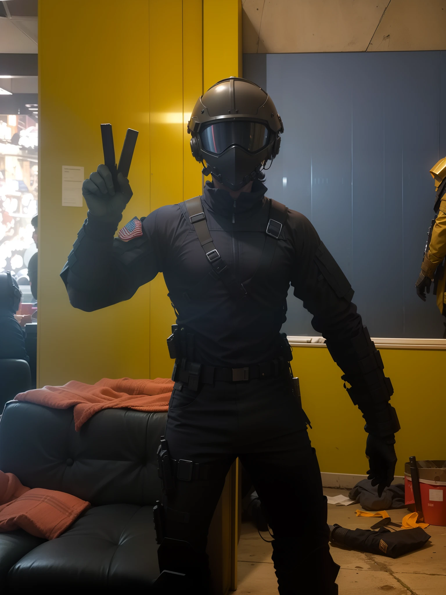 Tactical armor with gun sword, High tech
