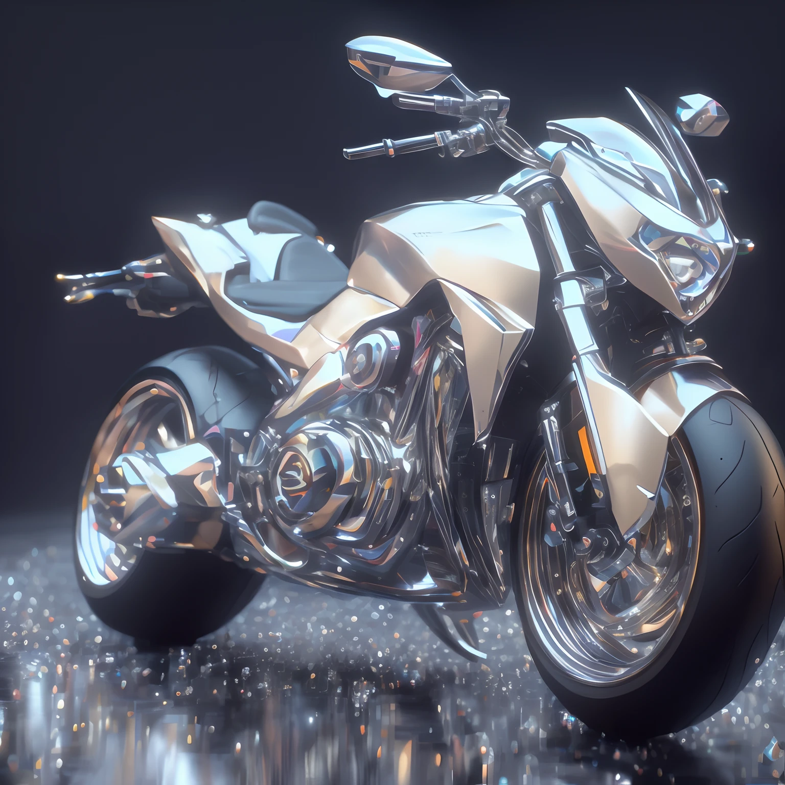 Close-up of shiny motorcycle with glossy surface, Cycle 3D Rendering, cycles4d render, Cycle Rendering 4K, Greg Rutkowski. Octane Render, super rendered in octane render, daniel maidman octane rendering, 3D Octane Rendering 8K, greg rutkowski octane render, 8K 3D Octane Rendering, 3d high octane render