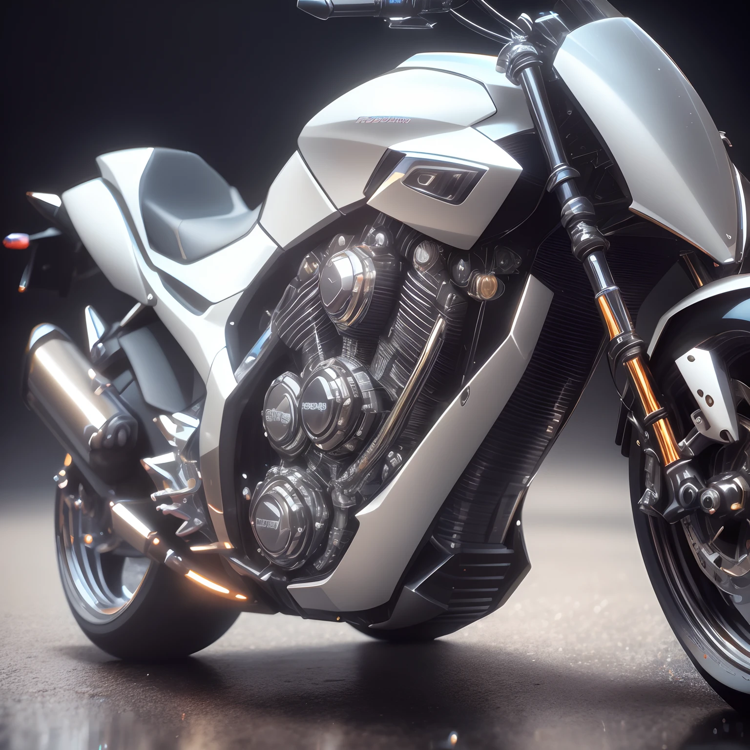 Close-up of shiny motorcycle with glossy surface, Cycle 3D Rendering, cycles4d render, Cycle Rendering 4K, Greg Rutkowski. Octane Render, super rendered in octane render, daniel maidman octane rendering, 3D Octane Rendering 8K, greg rutkowski octane render, 8K 3D Octane Rendering, 3d high octane render