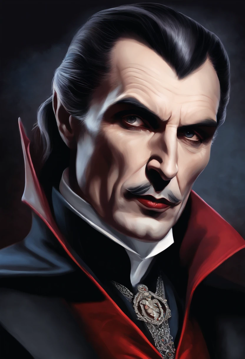 a colorful drawing of Count Dracula in dark style