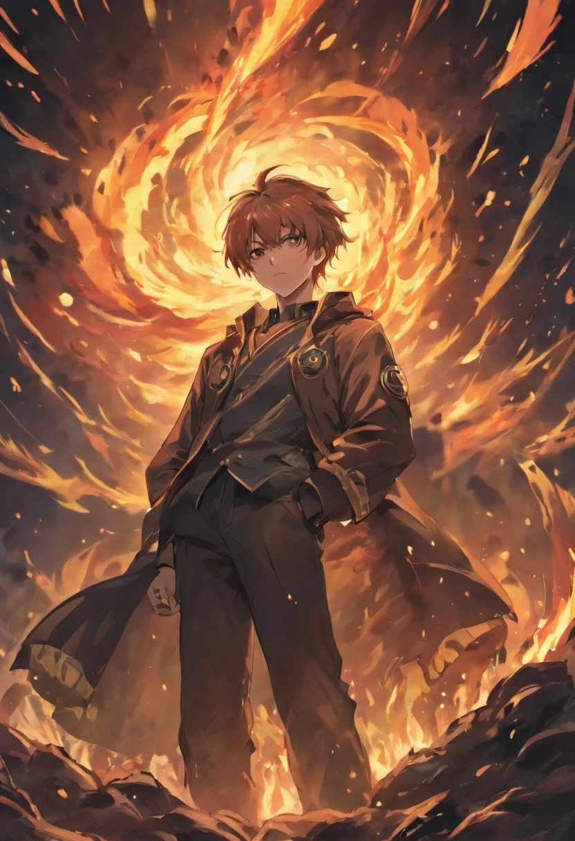 A brooding and mysterious man with a tragic past. He possesses incredible control over the element of fire but keeps it hidden from the world. anime poses relaxing