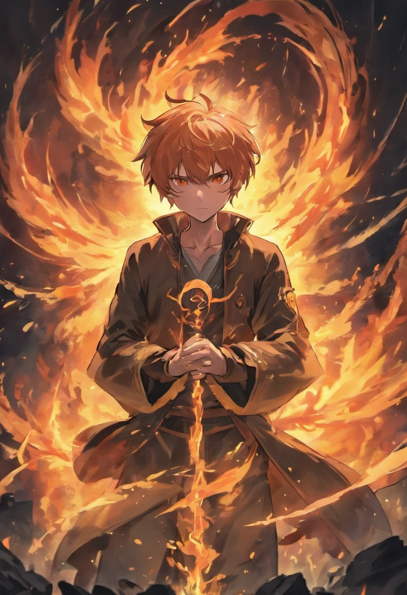 A brooding and mysterious man with a tragic past. He possesses incredible control over the element of fire but keeps it hidden from the world. anime poses relaxing