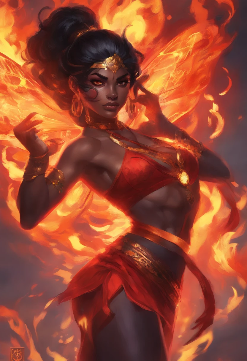 sexy devil woman glowing in raging fire, smoke, particles, showers, sharp long claws, ethereal, luminous, dynamic composition, rich textures, red, orange, yellow, centered, subject in the center, red eyes, full-body, naked, sexy, evil smirk