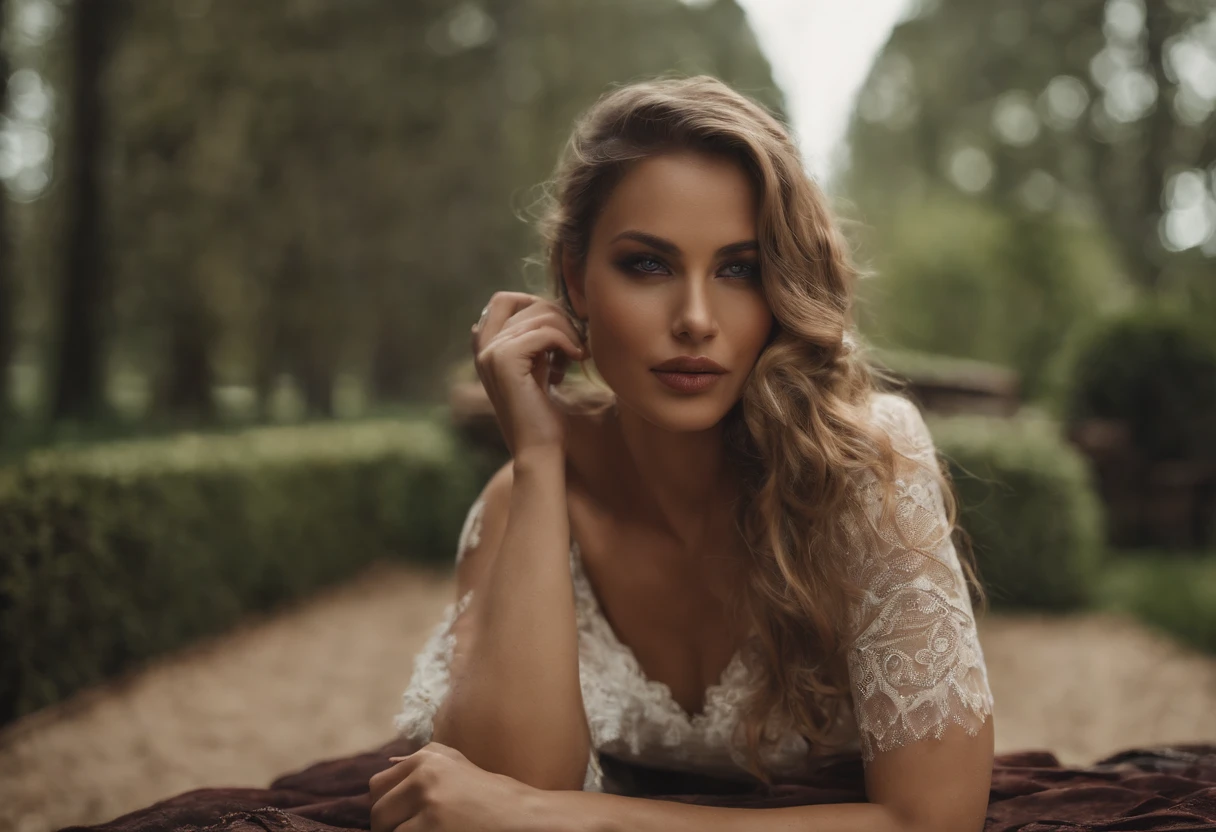 Best quality, Masterpiece ,beau, sexy, jolie brune, lingerie noire, yeux sexy, Contexte forestier, intime, chaud, Sensuel, sur les mains et les genoux, Attente, salope, gros seins , latina