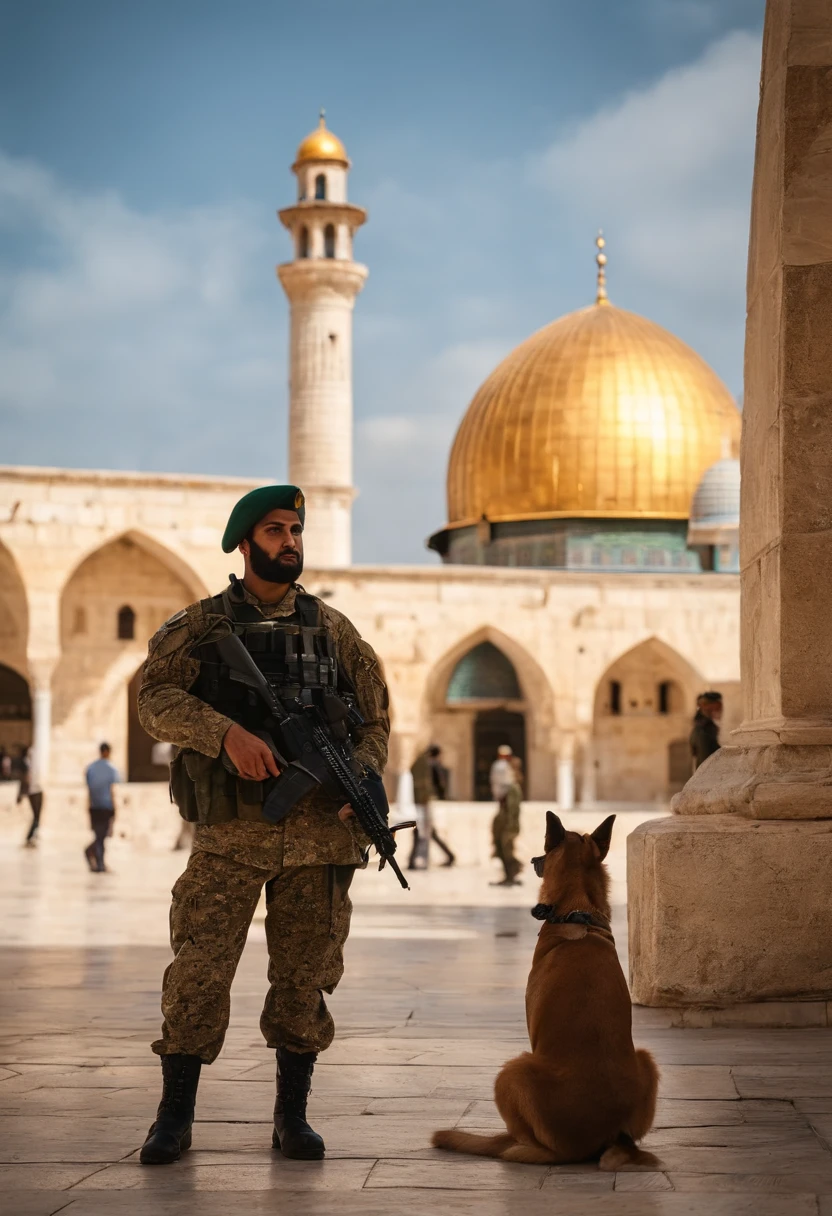 Solider in front of mosque al aqsa