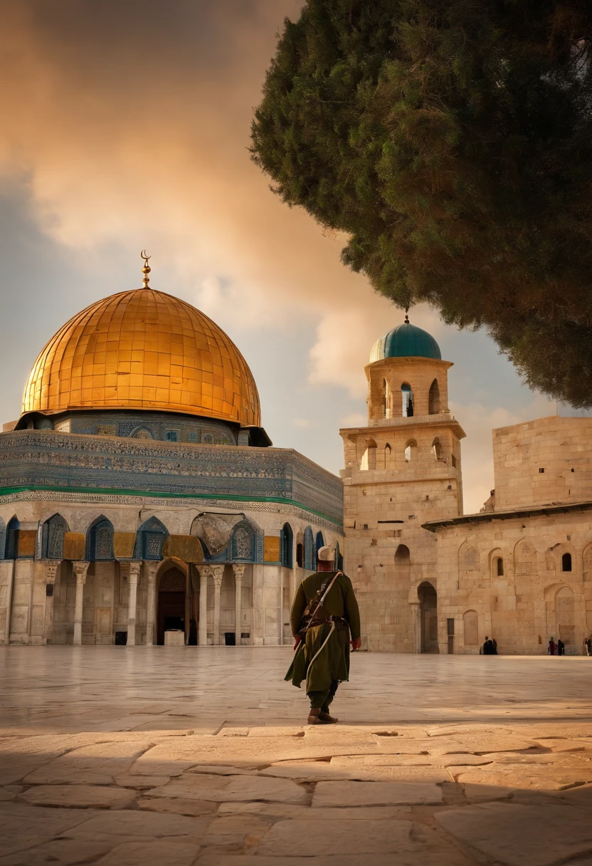 Solider in front of mosque al aqsa
