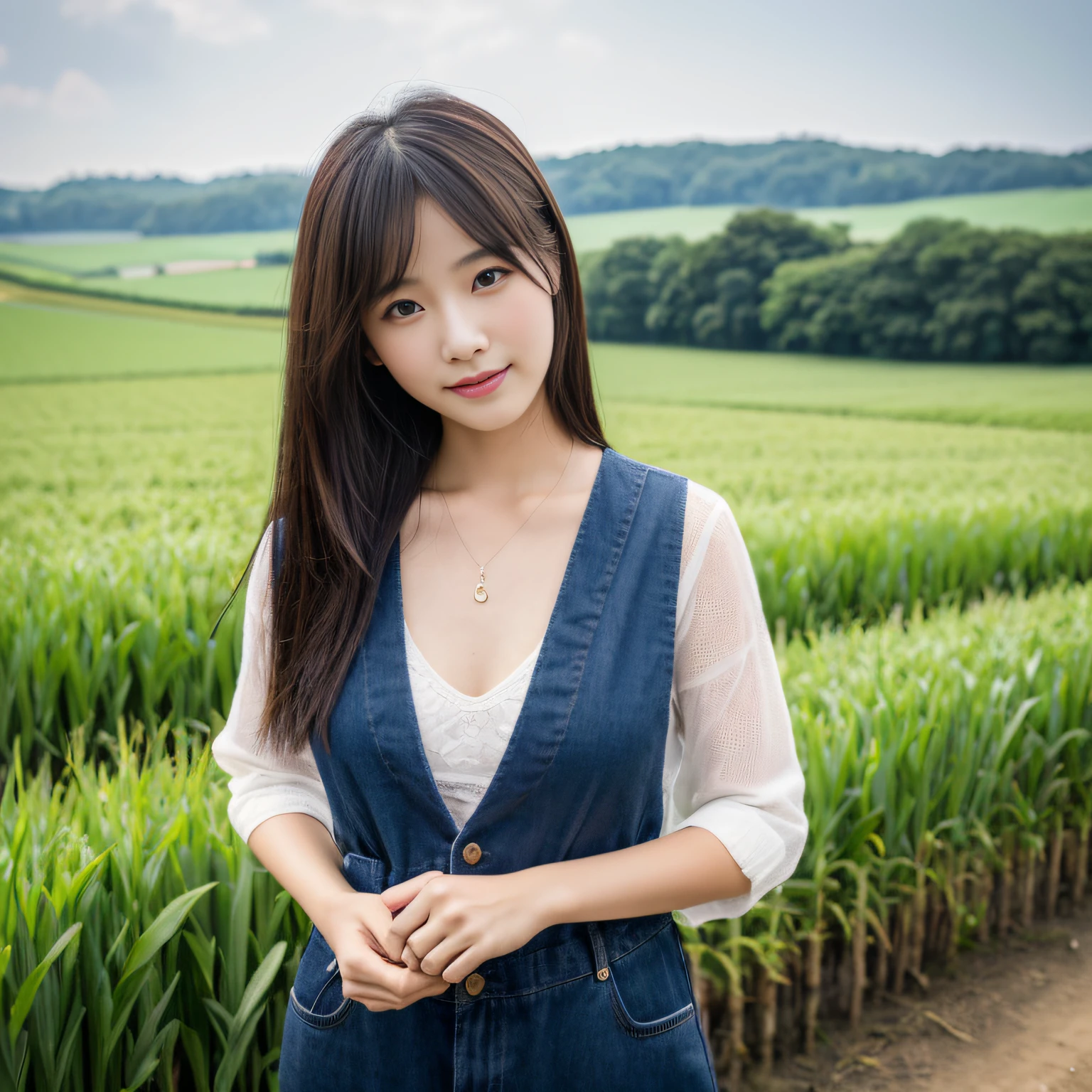 (Best Quality,8K,High resolution:1.2),(Beautiful Realistic Asians:1.4)、(cute Japanese girls:1.4)、(爆乳:1.20),(Glamorous)、Beautiful、夏天、Farmer's daughter、25-years old、Cool breeze、country road、dark sky、Farm roads、fields、Rice、Professional、The real world、Farm Woman、
