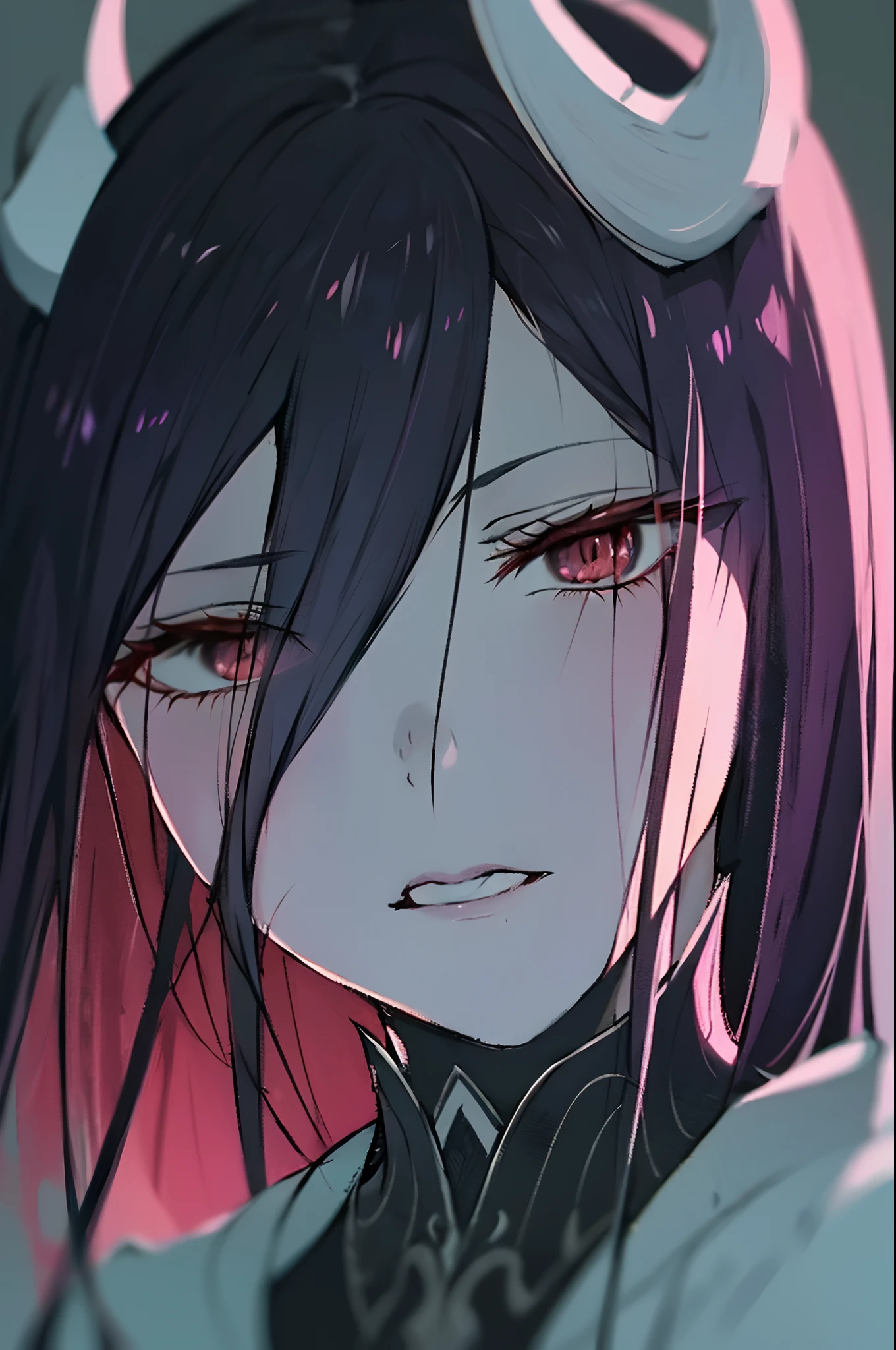 a close up of a woman with horns and a demon face, albedo from overlord, deviantart artstation cgscosiety, onmyoji portrait, fanart best artstation, badass anime 8 k, portrait gapmoe yandere grimdark, widowmaker, trending on artstationhq, trending on artstationh, omen from valorant